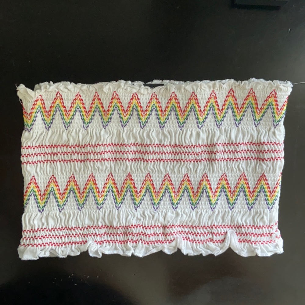 Forever21 rainbow pattern bandeau top size medium